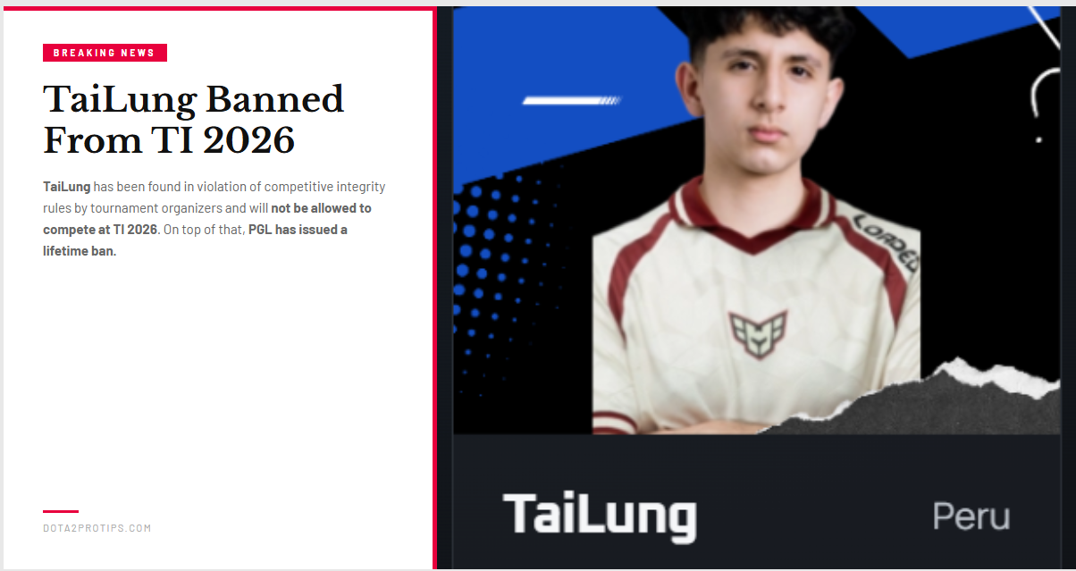 TaiLung Banned From TI 2026